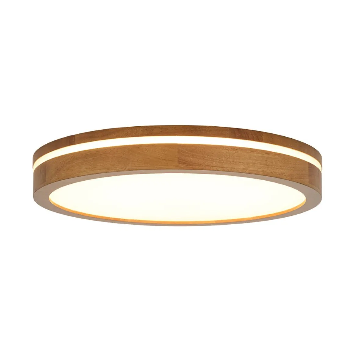 Rustic Dimmable LED Walnut Wooden Round Ceiling Light