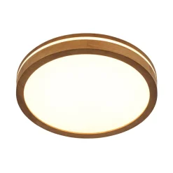 Rustic Dimmable LED Walnut Wooden Round Ceiling Light