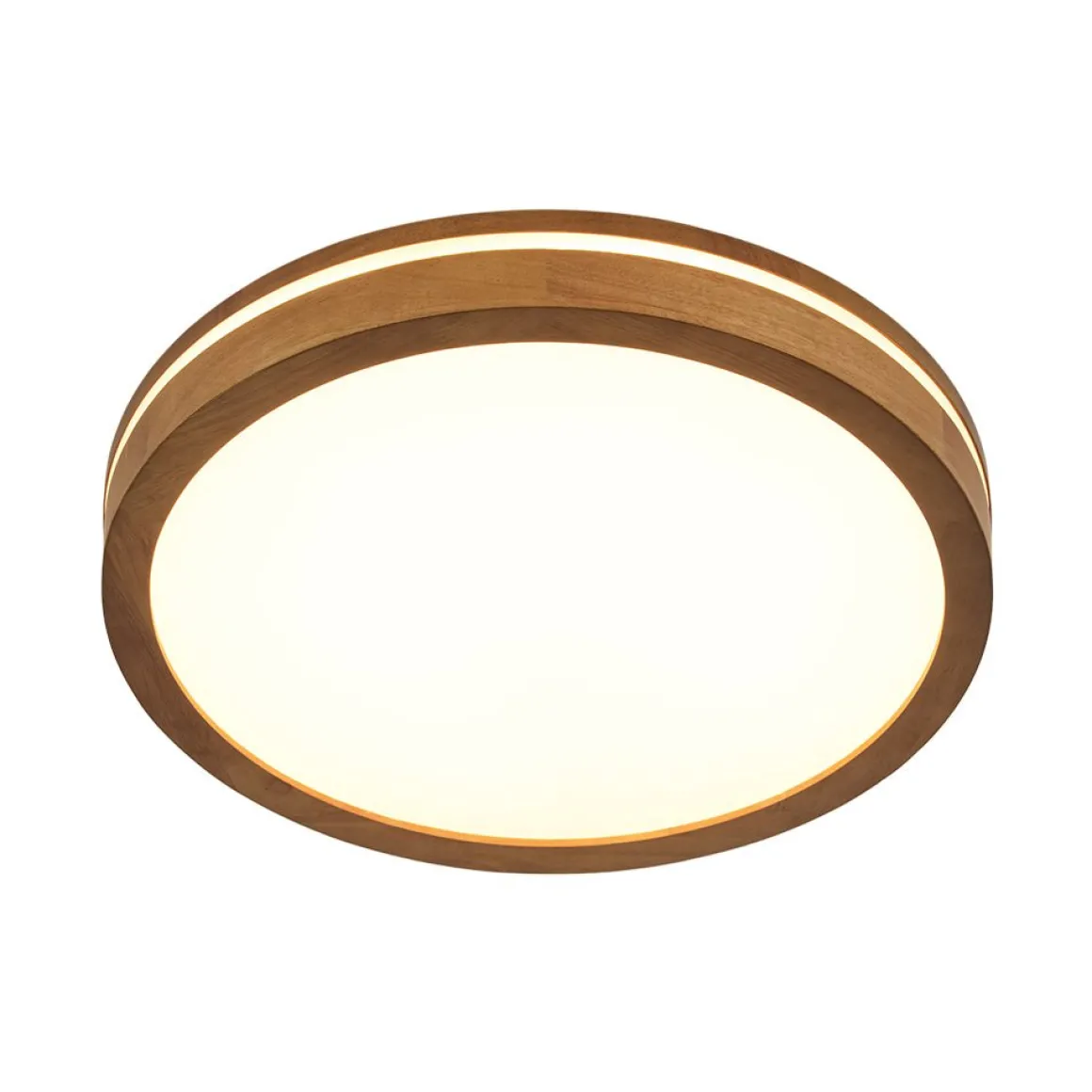 Rustic Dimmable LED Walnut Wooden Round Ceiling Light