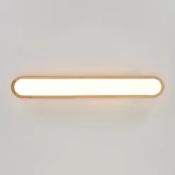 Rustic Dimmable LED Wood Oval Flush Mount Light