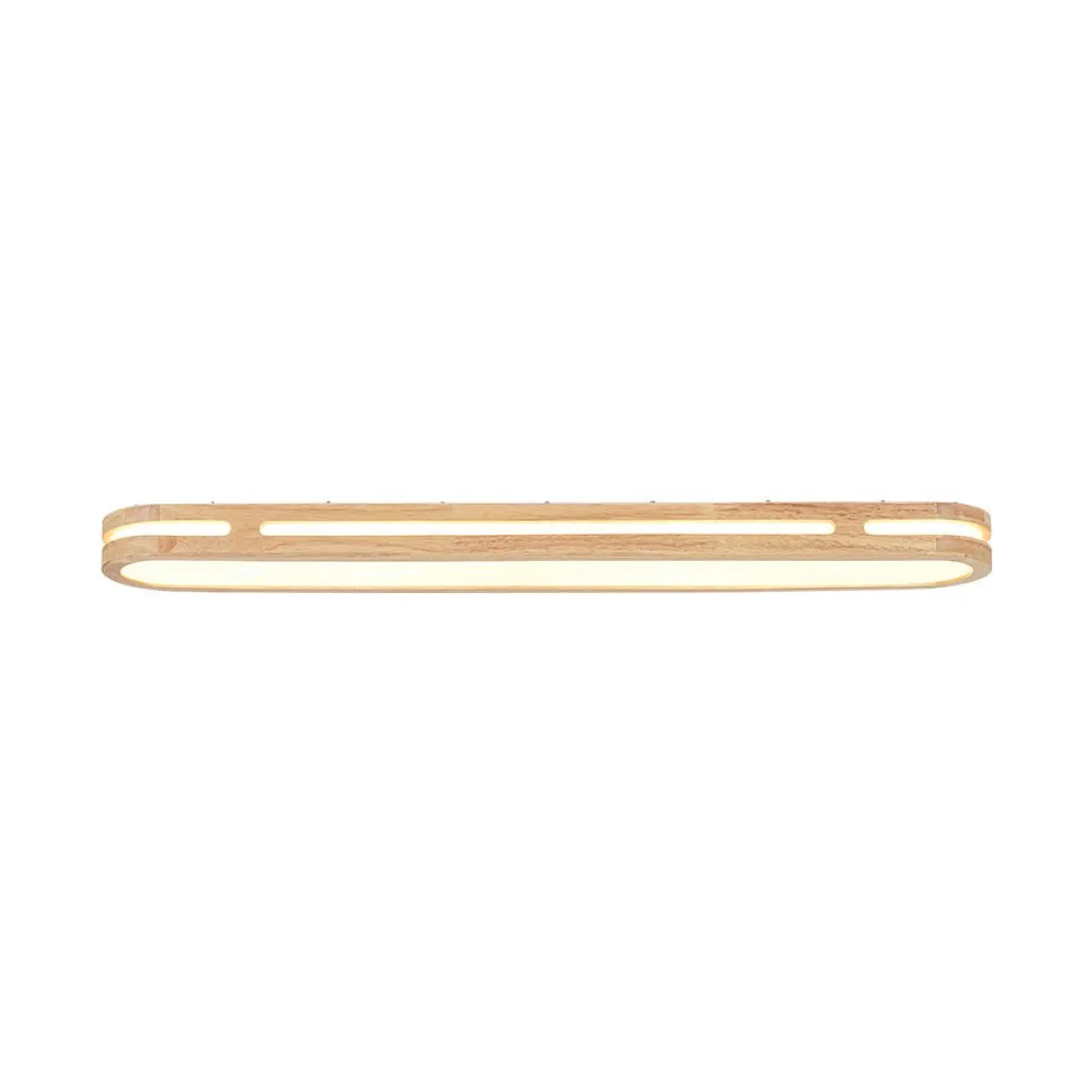 Rustic Dimmable LED Wood Oval Flush Mount Light