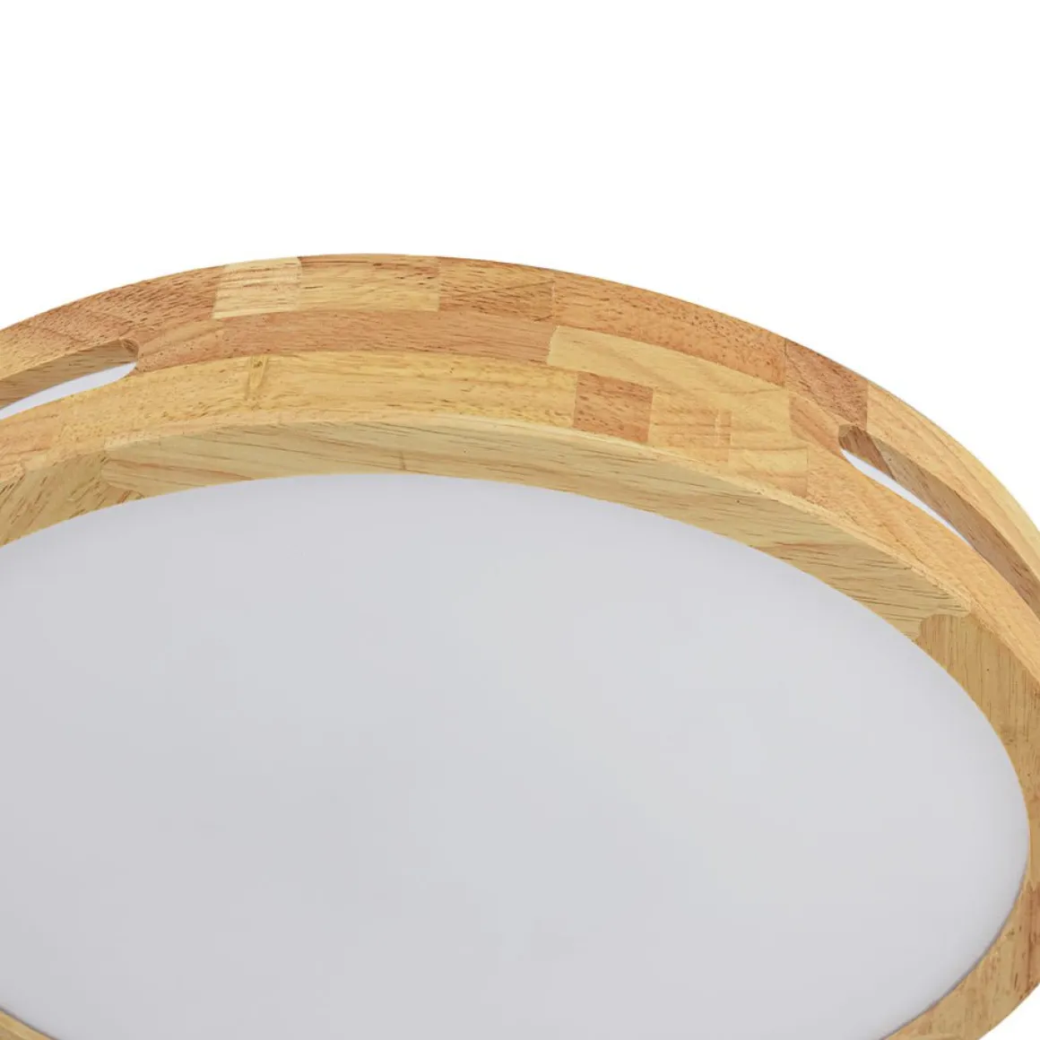 Rustic Dimmable LED Wood Round Flush Mount Light