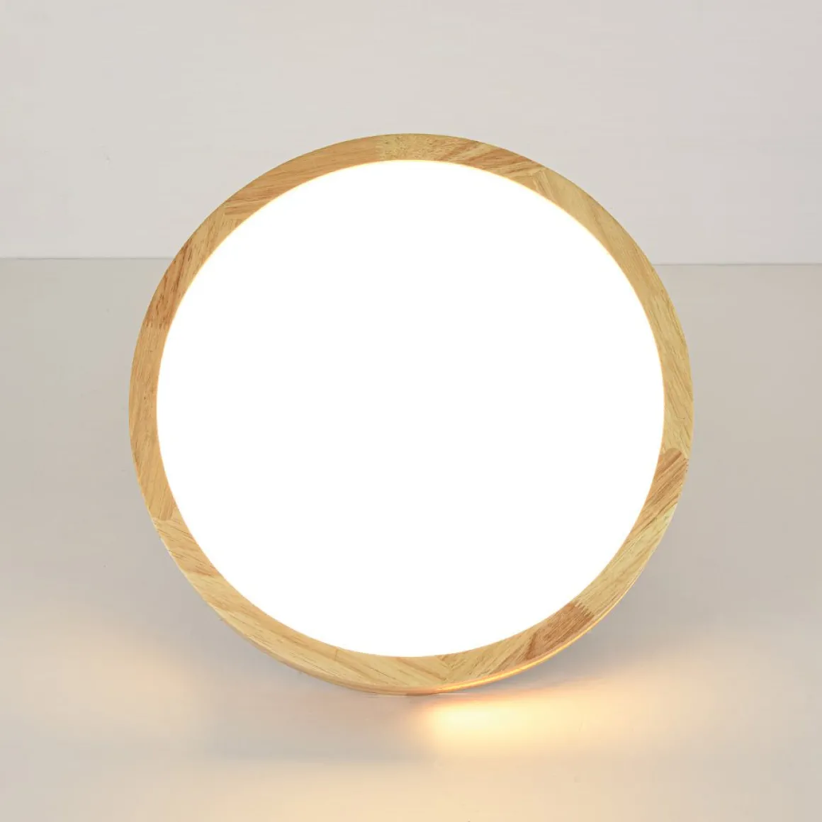 Rustic Dimmable LED Wood Round Flush Mount Light