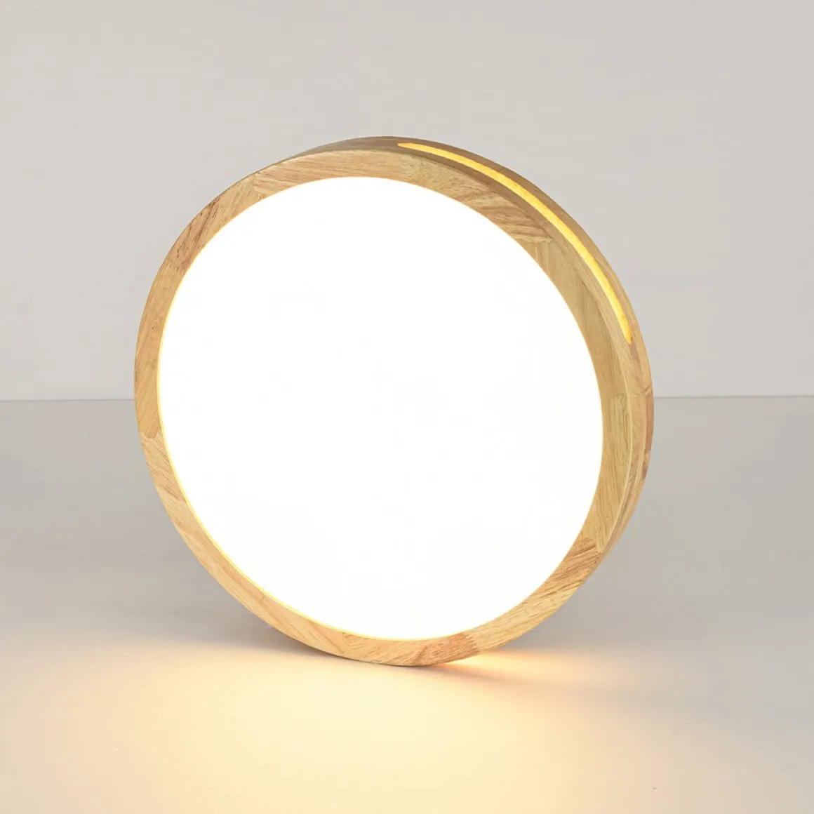 Rustic Dimmable LED Wood Round Flush Mount Light