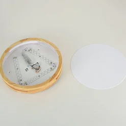 Rustic Dimmable LED Wood Round Flush Mount Light