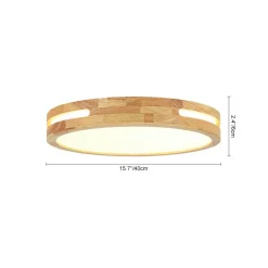 Rustic Dimmable LED Wood Round Flush Mount Light