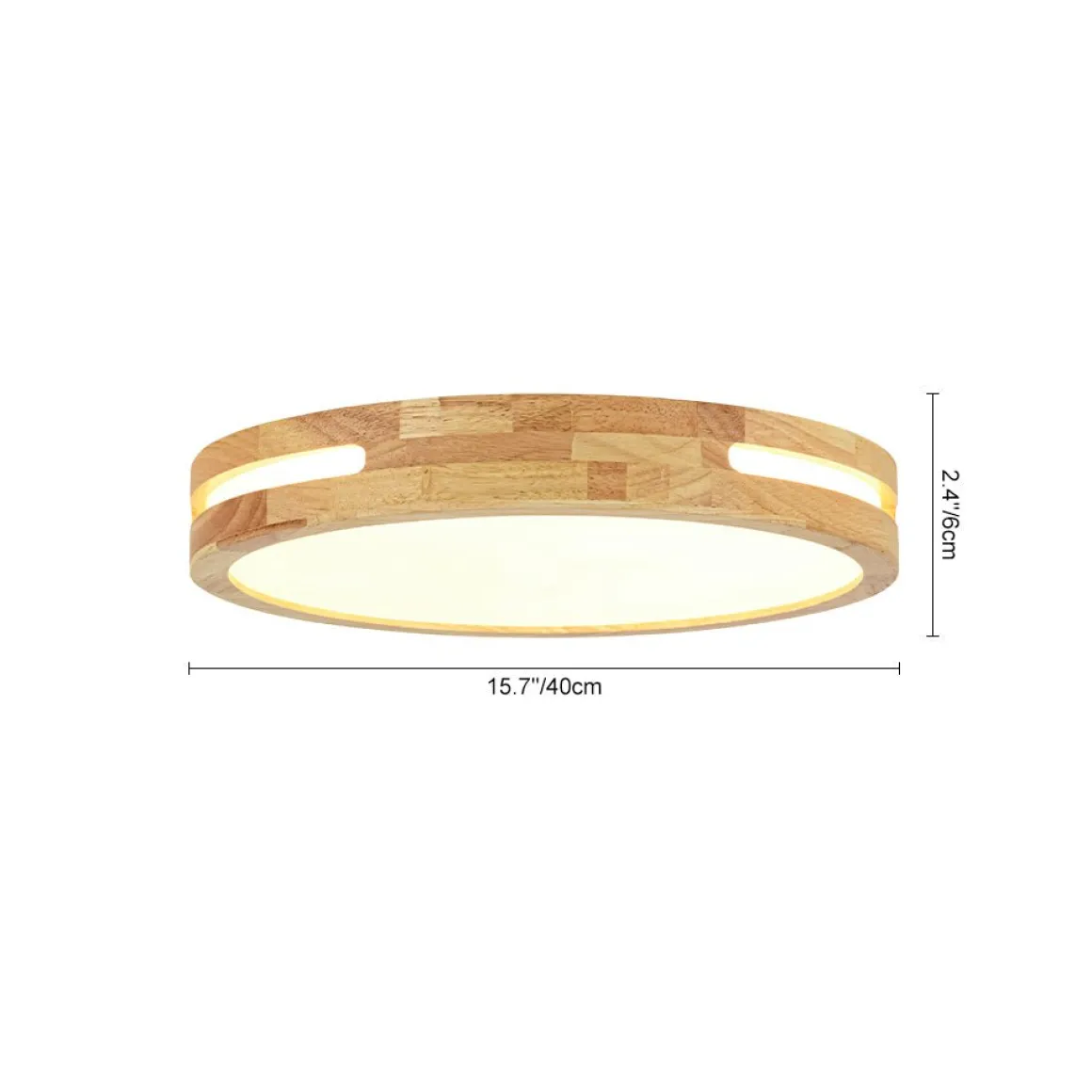 Rustic Dimmable LED Wood Round Flush Mount Light
