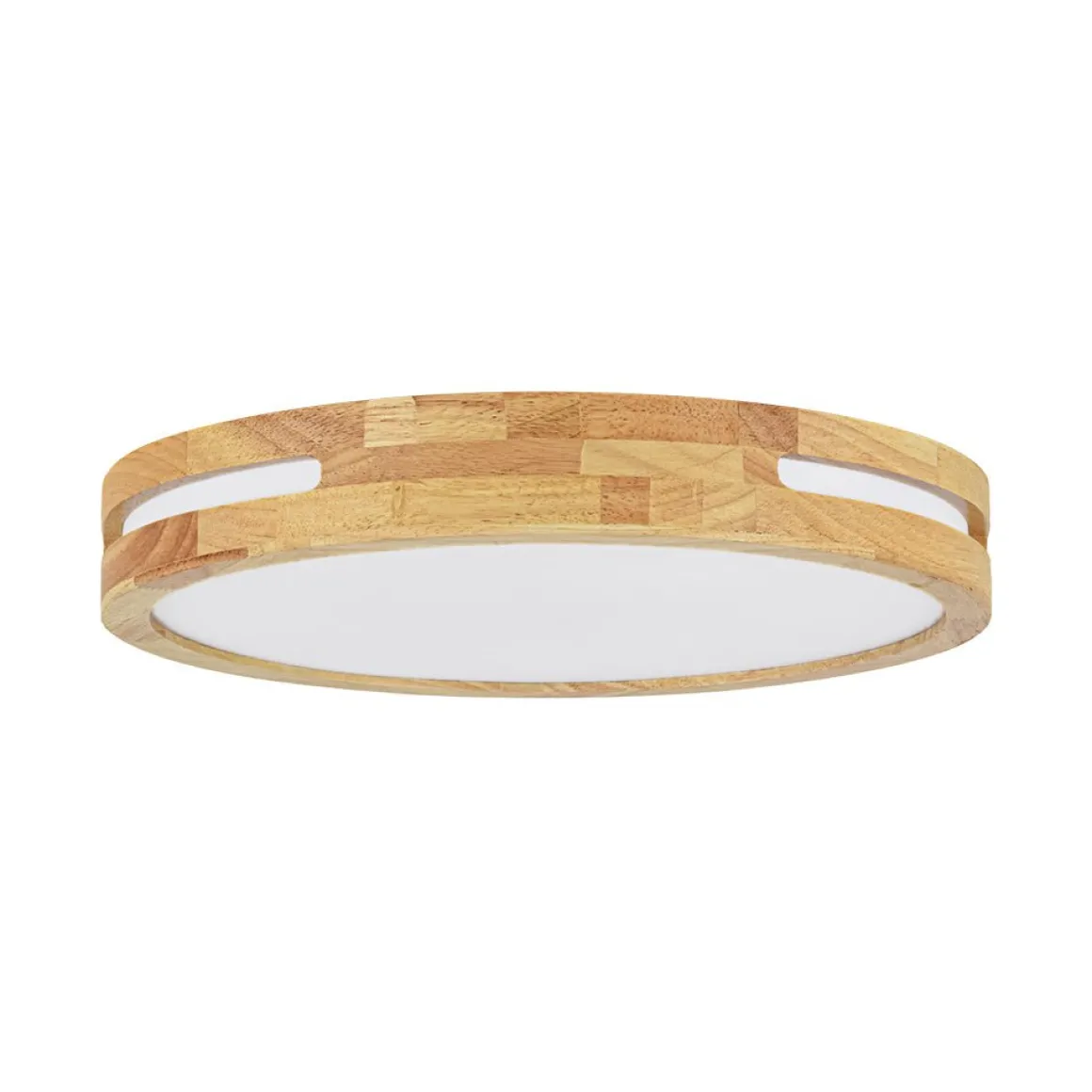 Rustic Dimmable LED Wood Round Flush Mount Light