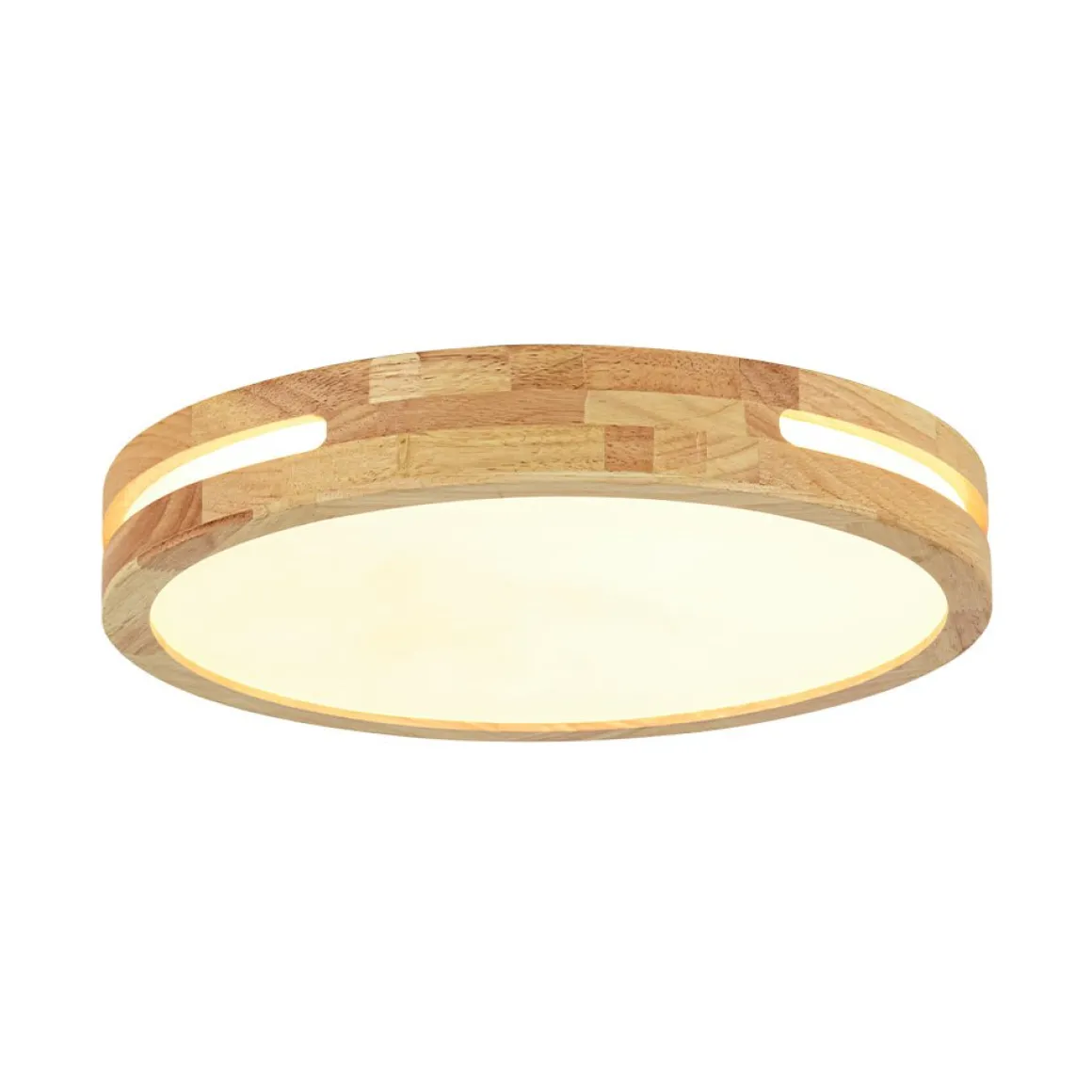 Rustic Dimmable LED Wood Round Flush Mount Light