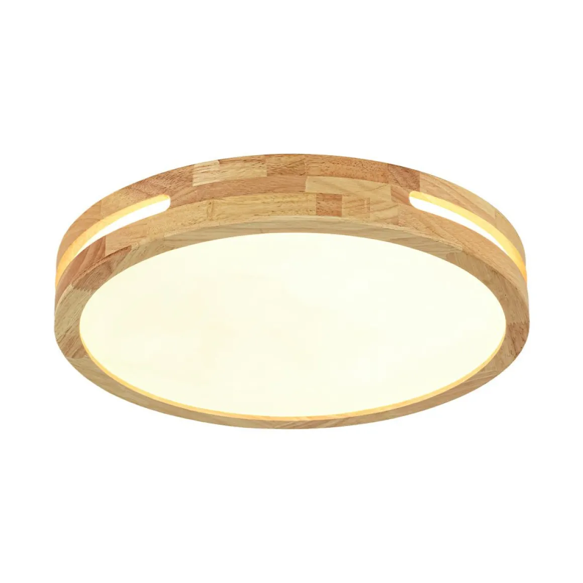 Rustic Dimmable LED Wood Round Flush Mount Light