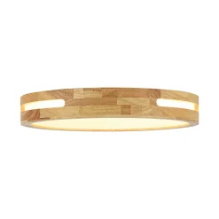 Rustic Dimmable LED Wood Round Flush Mount Light