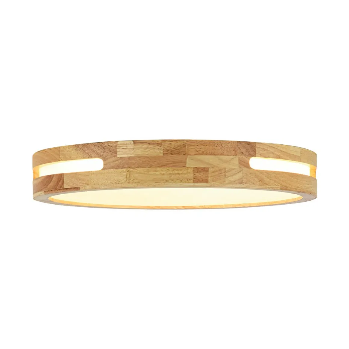 Rustic Dimmable LED Wood Round Flush Mount Light