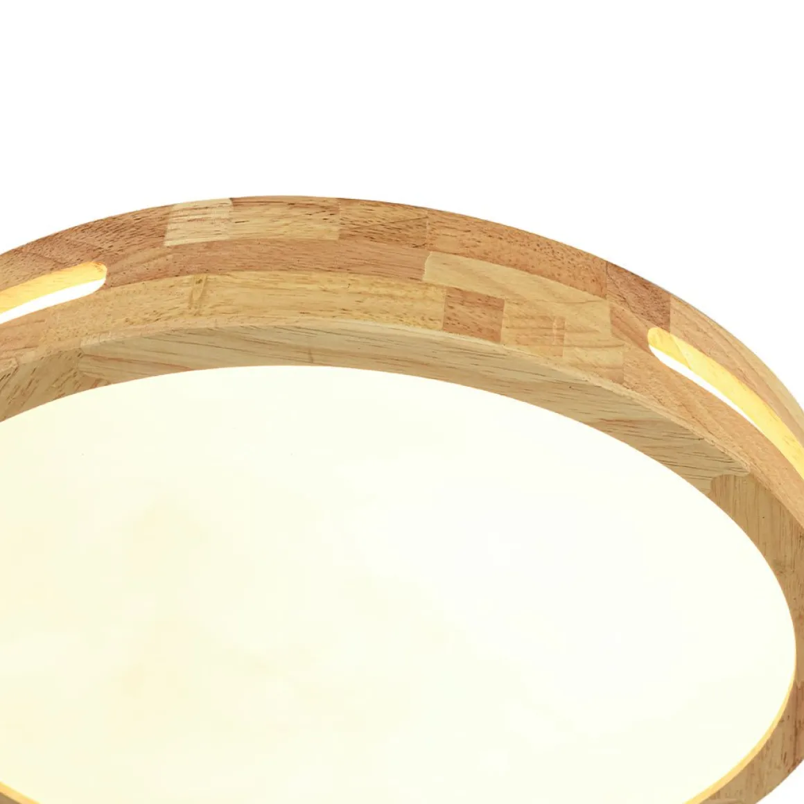 Rustic Dimmable LED Wood Round Flush Mount Light