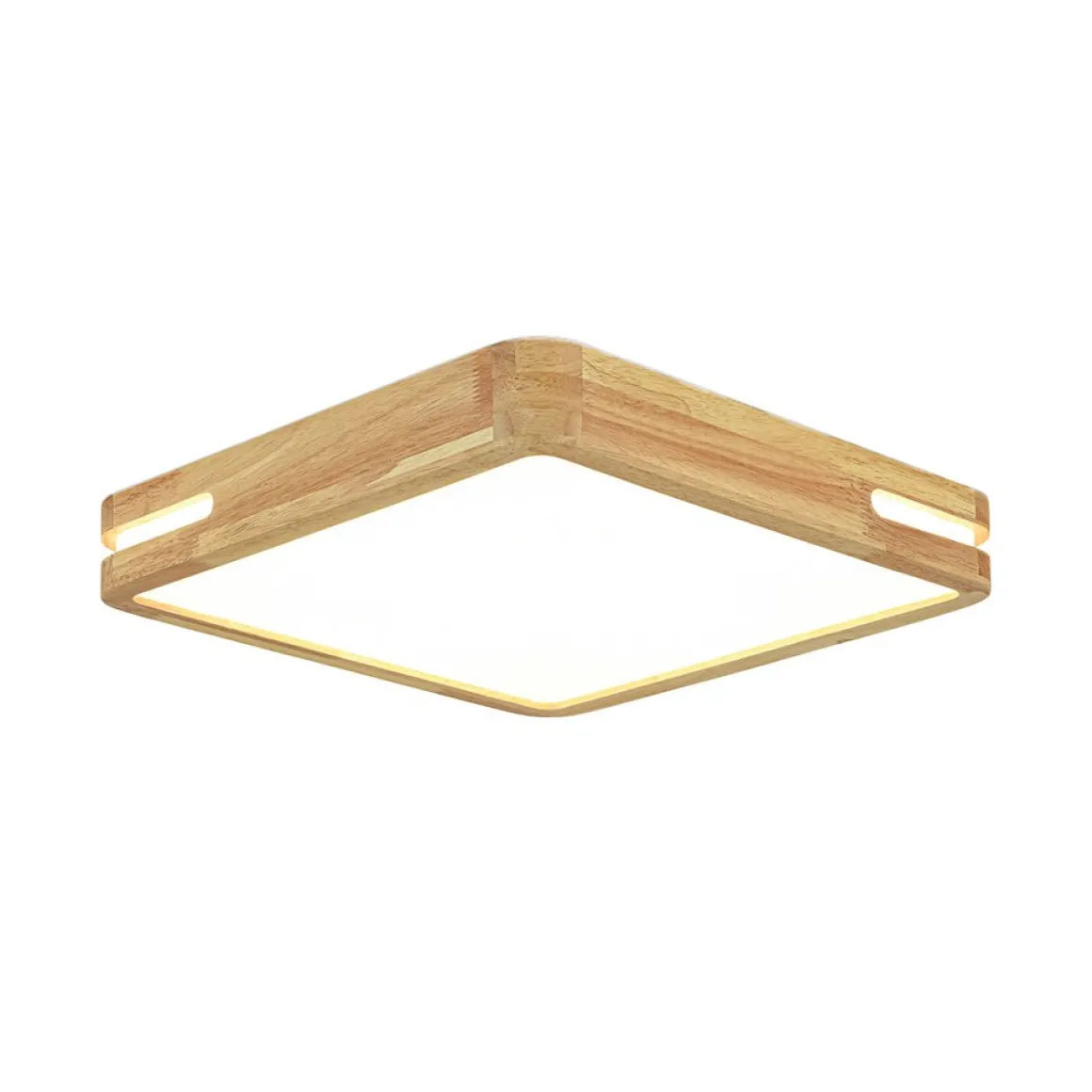 Rustic Dimmable LED Wood Square Flush Mount Light