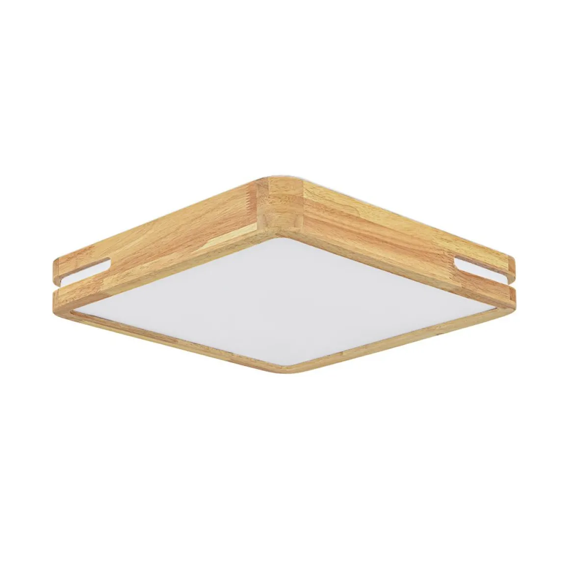 Rustic Dimmable LED Wood Square Flush Mount Light