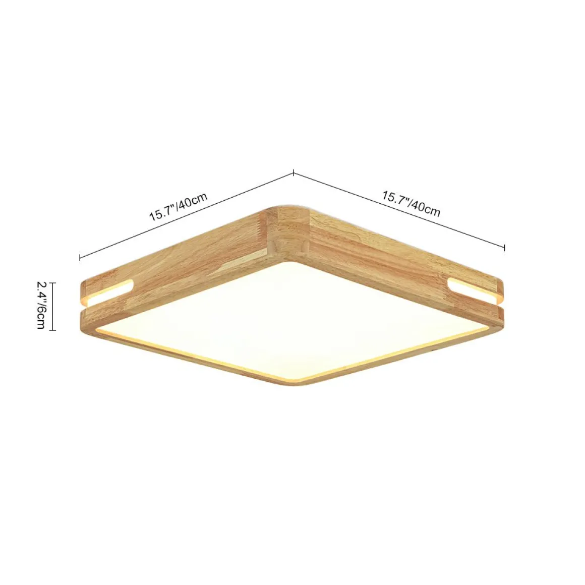 Rustic Dimmable LED Wood Square Flush Mount Light