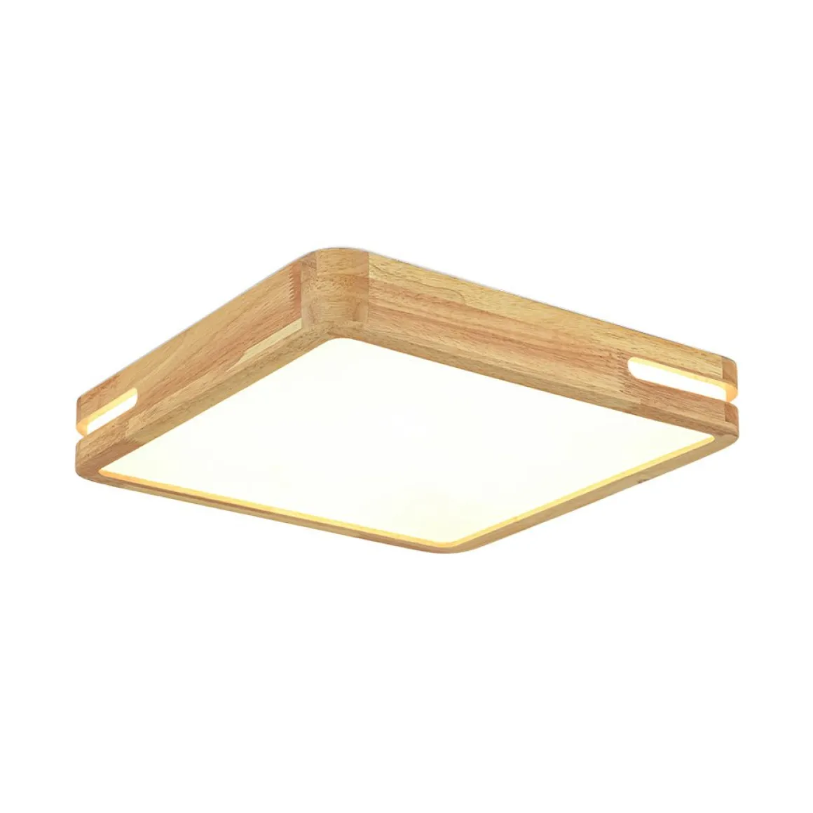 Rustic Dimmable LED Wood Square Flush Mount Light