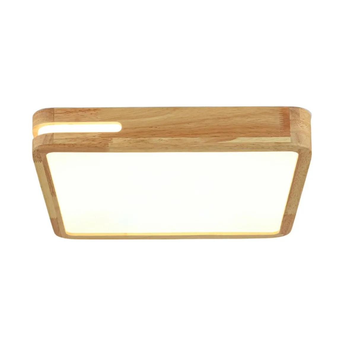 Rustic Dimmable LED Wood Square Flush Mount Light