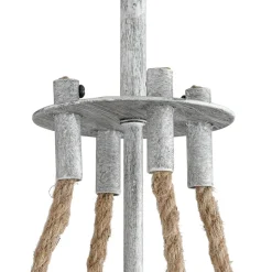 Rustic Hemp Rope Distressed White Glass Globe Pendant Light