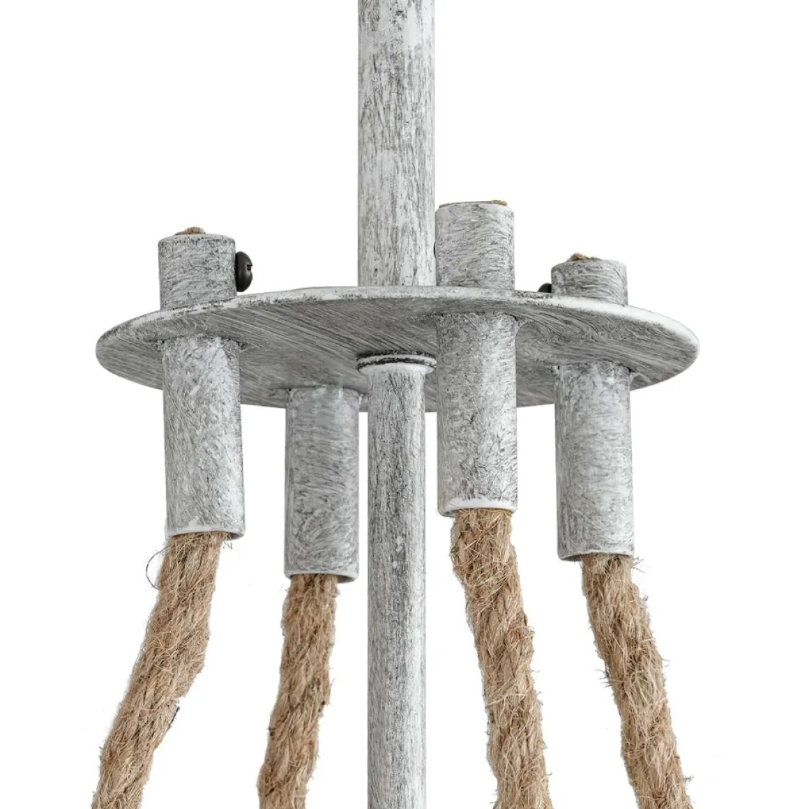 Rustic Hemp Rope Distressed White Glass Globe Pendant Light