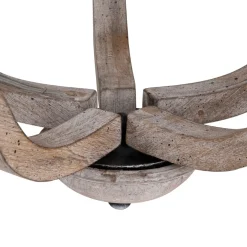 Rustic Hemp Rope Wooden Round Candle Chandelier