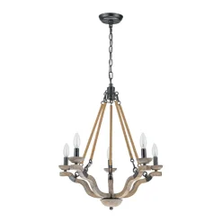 Rustic Hemp Rope Wooden Round Candle Chandelier