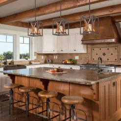 Rustic Industrial 1-Light Square Cross Cage Pendant Light