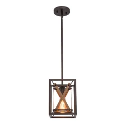Rustic Industrial 1-Light Square Cross Cage Pendant Light