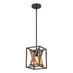 Rustic Industrial 1-Light Square Cross Cage Pendant Light