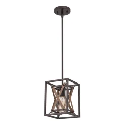 Rustic Industrial 1-Light Square Cross Cage Pendant Light