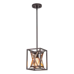 Rustic Industrial 1-Light Square Cross Cage Pendant Light