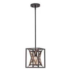 Rustic Industrial 1-Light Square Cross Cage Pendant Light
