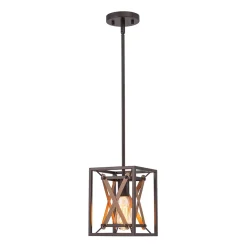 Rustic Industrial 1-Light Square Cross Cage Pendant Light