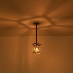Rustic Industrial 1-Light Square Cross Cage Pendant Light