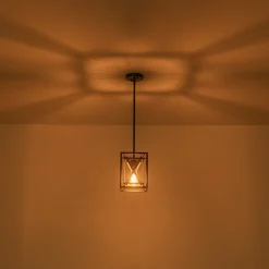Rustic Industrial 1-Light Square Cross Cage Pendant Light