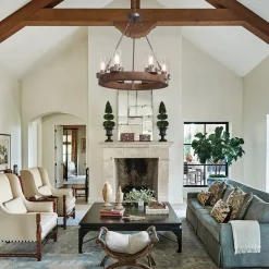 Rustic 6-Light Wagon Wheel Chandelier