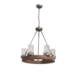 Rustic 6-Light Wagon Wheel Chandelier