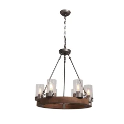 Rustic 6-Light Wagon Wheel Chandelier