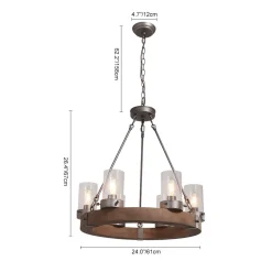 Rustic 6-Light Wagon Wheel Chandelier