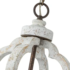 Rustic 4-Light Whitewashed Wood Cage Pendant Light