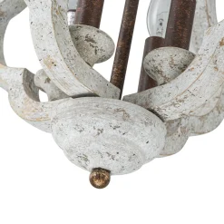 Rustic 4-Light Whitewashed Wood Cage Pendant Light