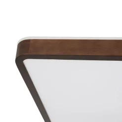 Rustic Rectangle Walnut Wooden Dimmable LED Flush Mount