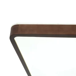 Rustic Rectangle Walnut Wooden Dimmable LED Flush Mount