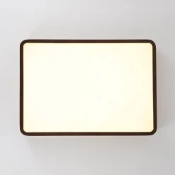 Rustic Rectangle Walnut Wooden Dimmable LED Flush Mount