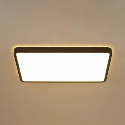Rustic Rectangle Walnut Wooden Dimmable LED Flush Mount
