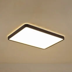 Rustic Rectangle Walnut Wooden Dimmable LED Flush Mount