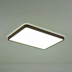 Rustic Rectangle Walnut Wooden Dimmable LED Flush Mount