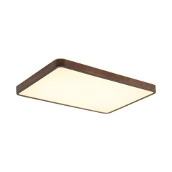 Rustic Rectangle Walnut Wooden Dimmable LED Flush Mount