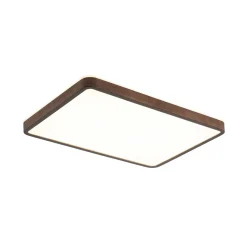 Rustic Rectangle Walnut Wooden Dimmable LED Flush Mount