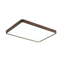 Rustic Rectangle Walnut Wooden Dimmable LED Flush Mount